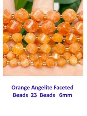  Orange Angelite Faceted Beads  23  Beads  6mm